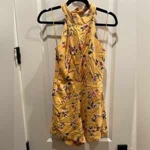 Yellow floral halter top romper